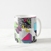 Mug Formes géométriques multicolores, motif rétro. (Devant droit)