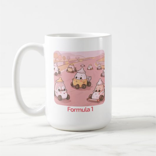 Mug Formule 1 Biberon Voiture de Course Mignon Dessin  (Gauche)