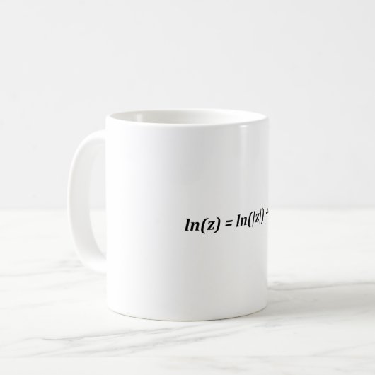 Mug Formule mathématique ln(z) = ln(|z|) + i*j (Devant gauche)