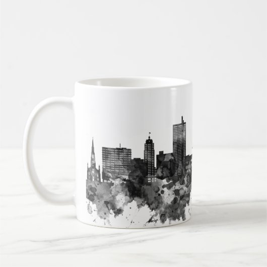 Mug Fort Wayne Indiana Skyline BW (Gauche)