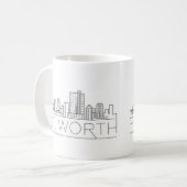 Mug Fort Worth, Texas| Ligne Skyline Stylisée Ville (Devant gauche)