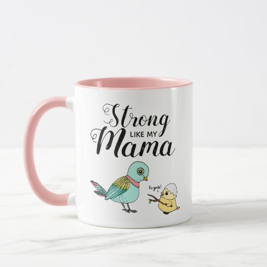 Mug Forte Comme Ma Maman | Mère drôle & Bébé Oiseaux (Gauche)