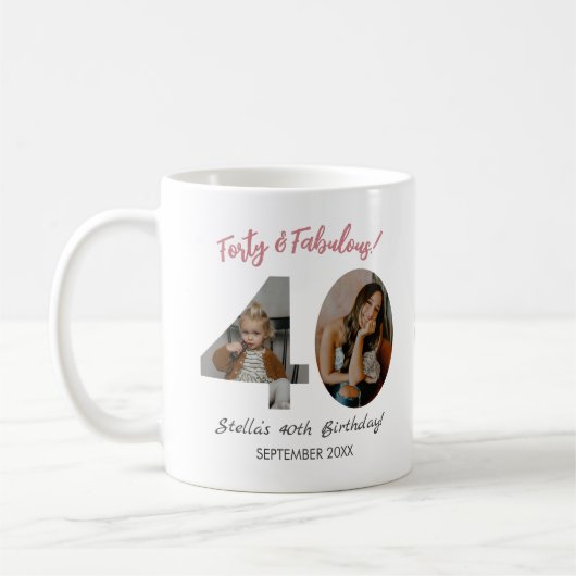 Mug Forty & Fabulous Custom Photo 40th Birthday (Gauche)