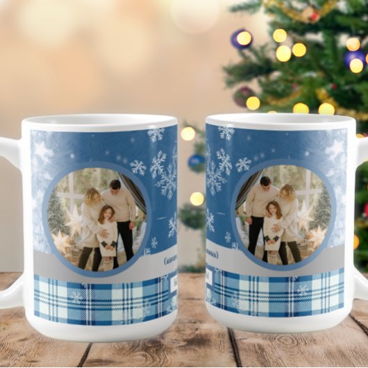 Mug Foto Spanish Feliz Navidad Elegante Azul 