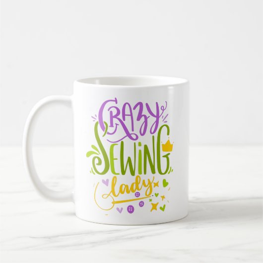 Mug Fou Coudre Lady Purple Vert Jaune Lettering (Gauche)
