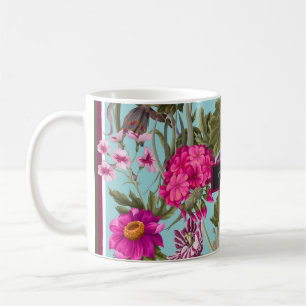 Mug Foulard design avec géraniums et fleurs sauvages.
