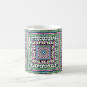 Mug Foulard ornemental ethnique carré bleu et vert