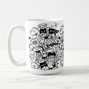 Mug Foule de personnages de dessins animés excentrique