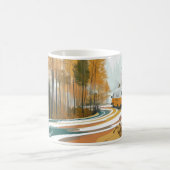 Mug fourgonnette jaune navigue à travers une route sin (Centre)
