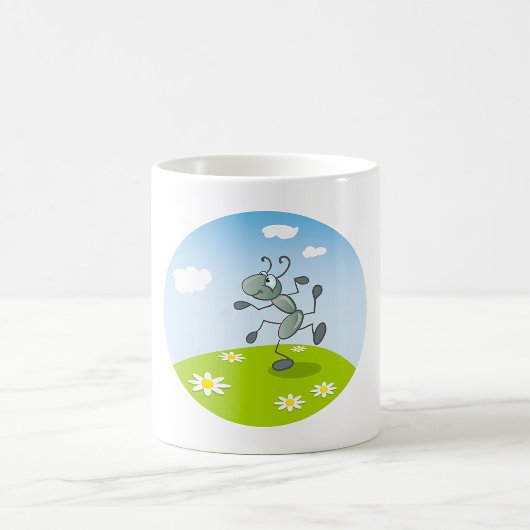 Mug Fourmi dansante sur l'herbe avec des fleurs