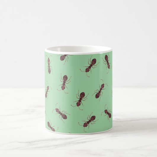 Mug Fourmis brunes illustrées sur fond vert (Centre)