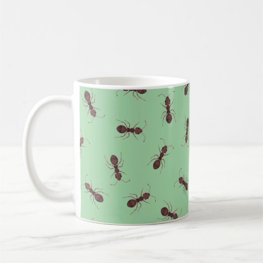Mug Fourmis brunes illustrées sur fond vert (Gauche)