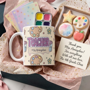 Mug Fournitures d'art pour enseignant violet motif 