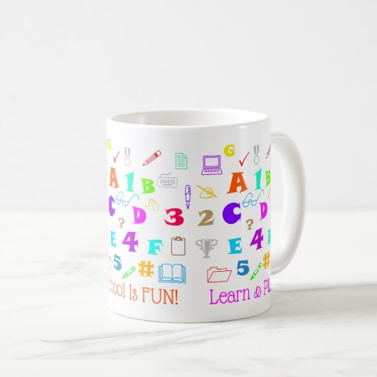 Mug Fournitures, lettres et numéros de l'école pour en (Devant droit)
