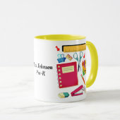 Mug Fournitures scolaires de l'enseignant Jaune (Devant droit)