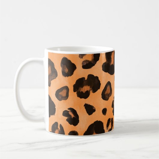 Mug Fourrure de léopard, aquarelle, texture transparen (Gauche)