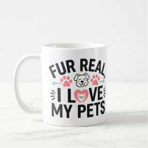 Mug fourrure réelle j'aime mes animaux de compagnie