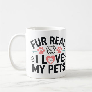 Mug fourrure réelle j'aime mes animaux de compagnie