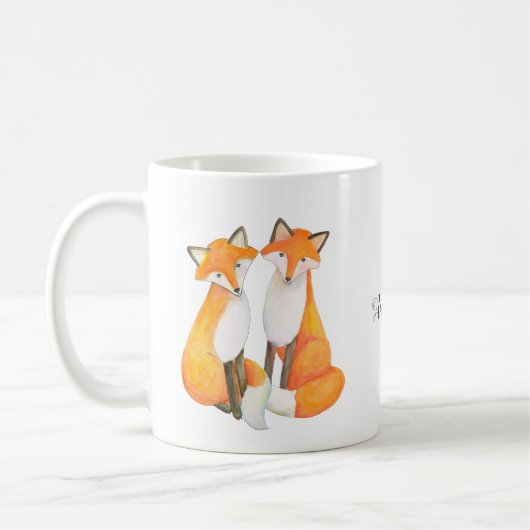 Mug Fox Couple, mignon foxy rouge renard couple nom pe (Gauche)