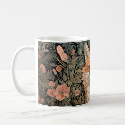 Mug Fox dans le jardin d'automne William Morris Style (Gauche)