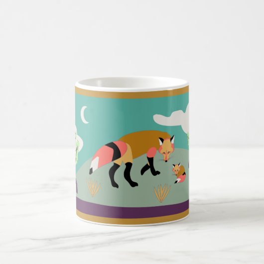 Mug Fox et bébé dans le désert (Centre)
