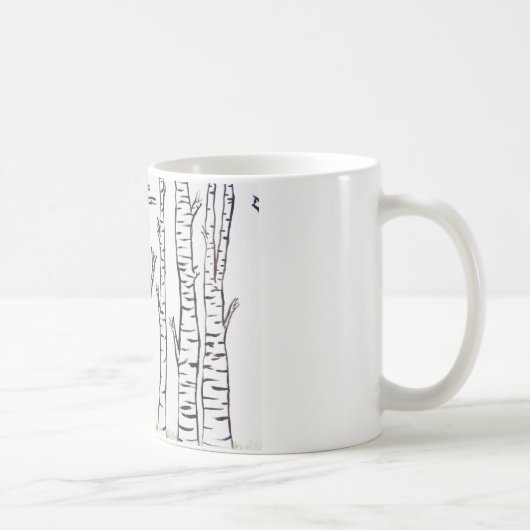 Mug Fox isolé dans des arbres de bouleau (Droite)
