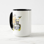 Mug Fox mignon d'aquarelle prenant des photos (Devant gauche)
