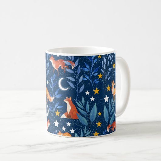 Mug Fox Night Forest Celestial Seamless Pattern (Devant droit)