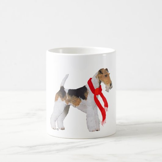 Mug Fox-Terrier à poil dur avec une écharpe (Centre)