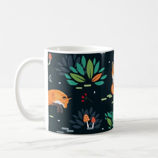 Mug Foxes Arbres Feuilles Dark Arrière - plan (Gauche)