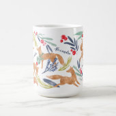 Mug Foxes de la Forêt Whimsical Aquarelle Feuillage fe (Centre)