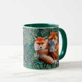 MUG FOXES ROUGES PARMI LA VERDURE, LE FOLIAGE ET LES F (Devant droit)