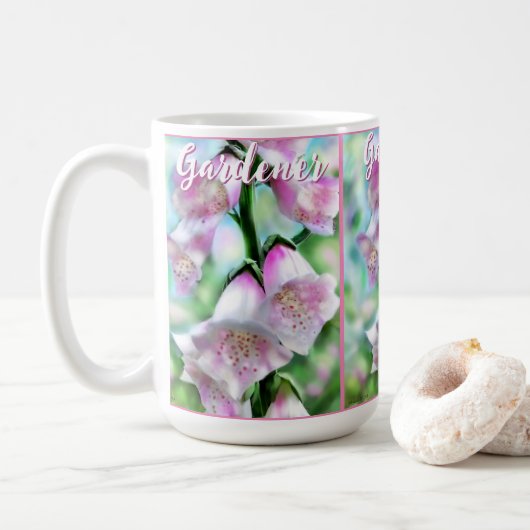 Mug Foxglove Flowers Floral Pink Garden Personalized (Avec donut)