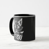 Mug Foxy At 50, Happy 50th Birthday Fox/Vixen Black (Devant gauche)
