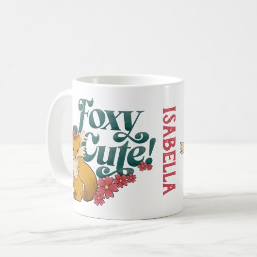 Mug Foxy Cute avec Fleurs (Devant gauche)