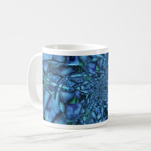 Mug Fractable avec forme géométrique bleue et verte (Devant gauche)