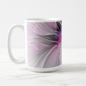 Mug Fractal Floral Moderne Abstrait Fleur Rose Gris (Gauche)