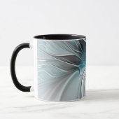Mug Fractal Floral Moderne Fleur Abstraite Bleu Gris (Gauche)