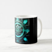 Mug Fractale de style mandala bleu arctique dans un ca (Devant droit)