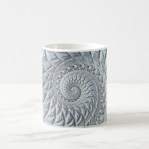 Mug Fractale en spirale grise abstraite