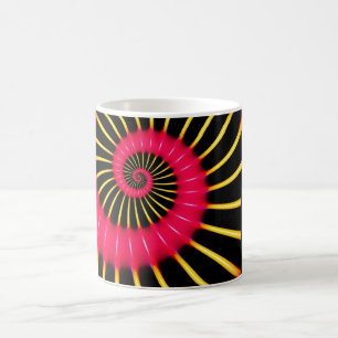 Mug Fractale en spirale rose et jaune néon