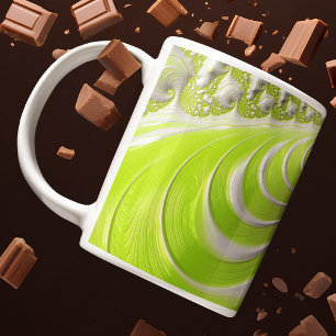 Mug Fractale en spirale verte citron moderne abstraite