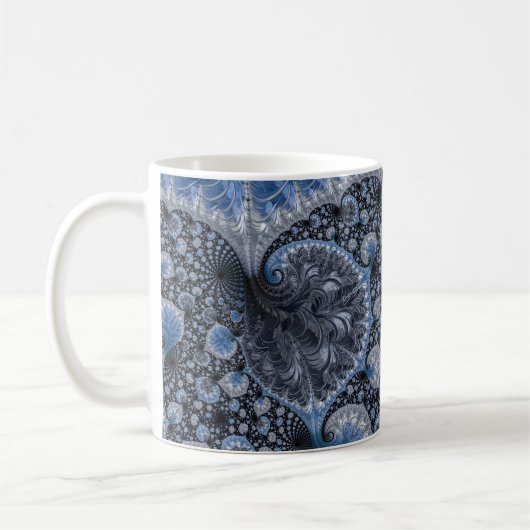 Mug Fractale Noir Bleu Abstrait (Gauche)