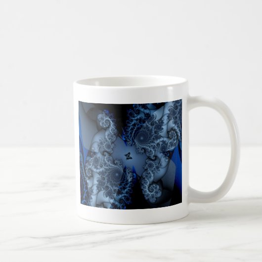 Mug fractale papillon de rêve bleu (Droite)
