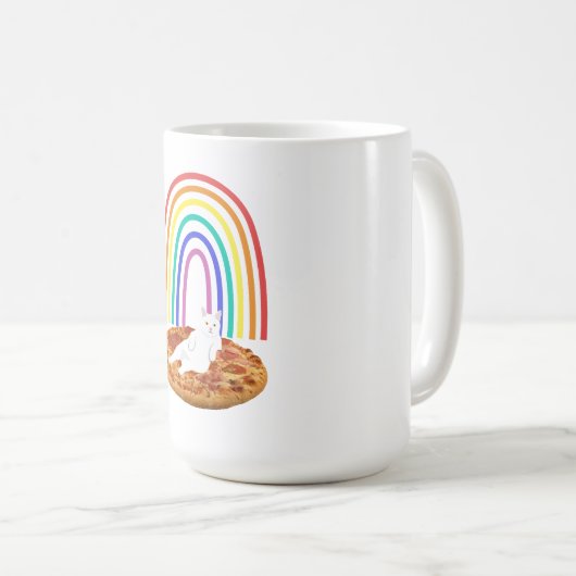 Mug Fraisage de chat sur pizza arc-en-ciel (Devant droit)