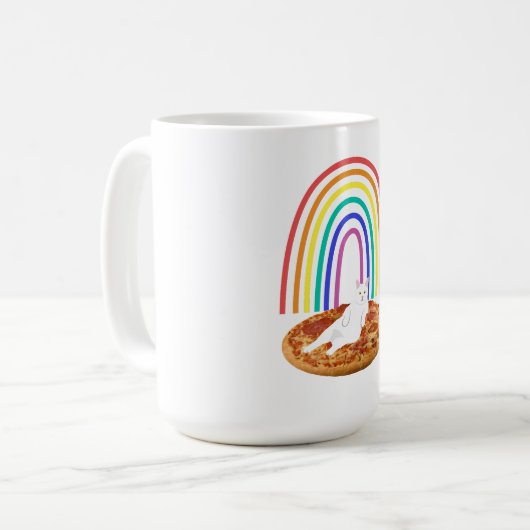 Mug Fraisage de chat sur pizza arc-en-ciel (Devant gauche)
