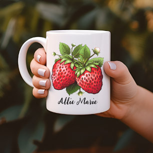 Mug fraise, cadeau d'anniversaire personnalisé pou