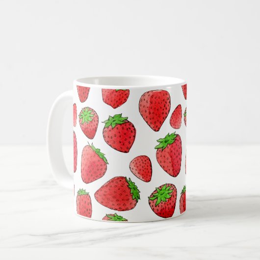 Mug Fraise d'aquarelle (Devant gauche)