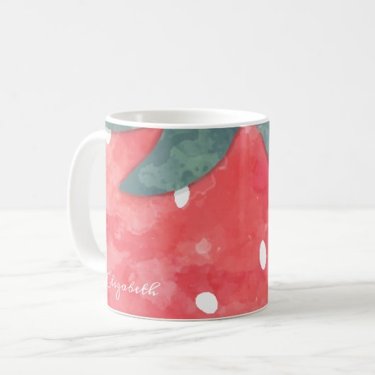 Mug Fraise d'aquarelle mignonne (Devant gauche)
