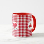 Mug Fraise En vichy Amour (Devant droit)